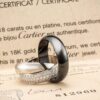 Bague Trinity Cartier avec diamants, or blanc, céramique et platine