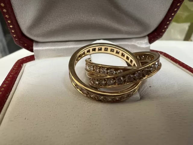 Bague authentique Cartier en or Trinity et diamants, taille 4 1/4, excellent état