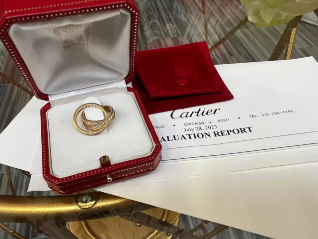 Bague authentique Cartier en or Trinity et diamants, taille 4 1/4, excellent état