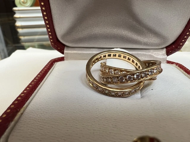 Bague authentique Cartier en or Trinity et diamants, taille 4 1/4, excellent état