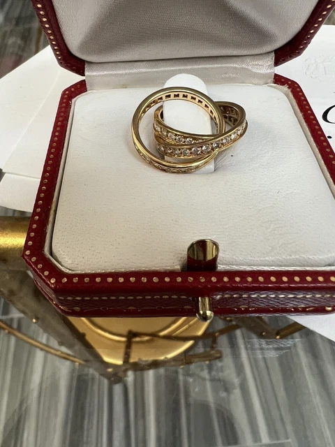 Bague authentique Cartier en or Trinity et diamants, taille 4 1/4, excellent état