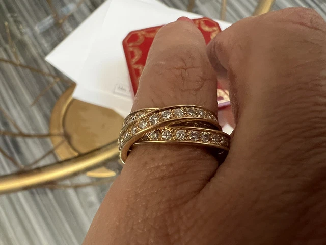 Bague authentique Cartier en or Trinity et diamants, taille 4 1/4, excellent état