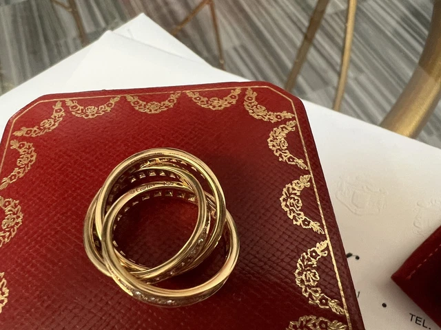 Bague authentique Cartier en or Trinity et diamants, taille 4 1/4, excellent état