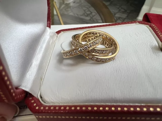 Bague authentique Cartier en or Trinity et diamants, taille 4 1/4, excellent état